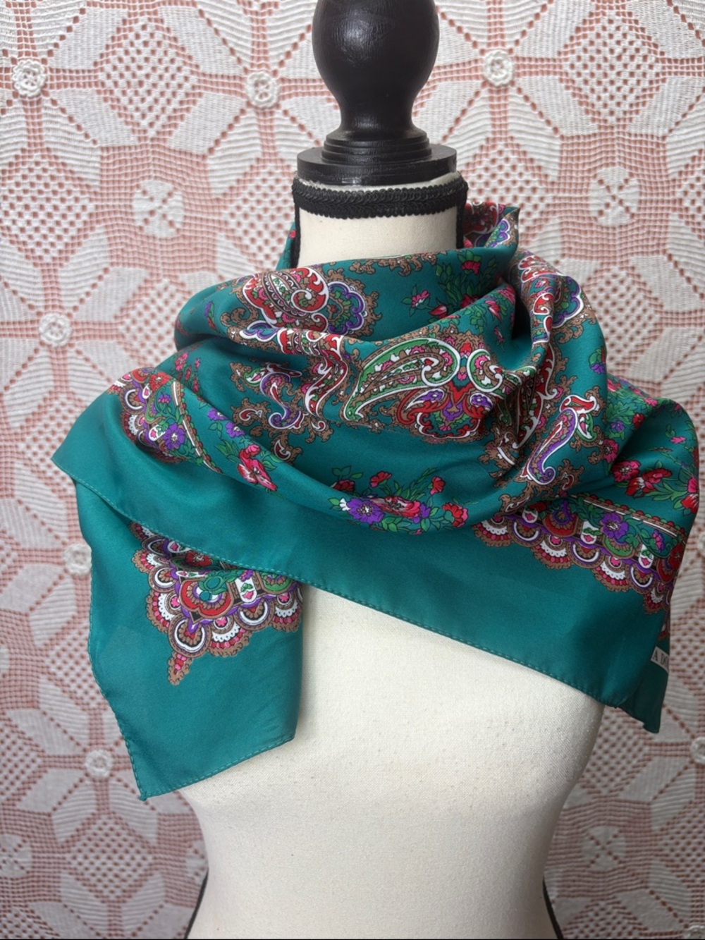 Norma Dori Teal Paisley Floral Scarf – Romantic Boho